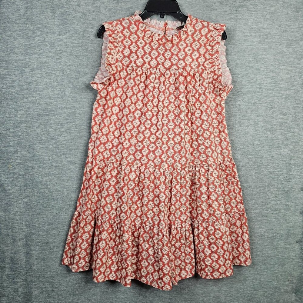 PINCH Sherry Geo Print Mini Coral Patterned Women's Urban Red Dress Size M NEW